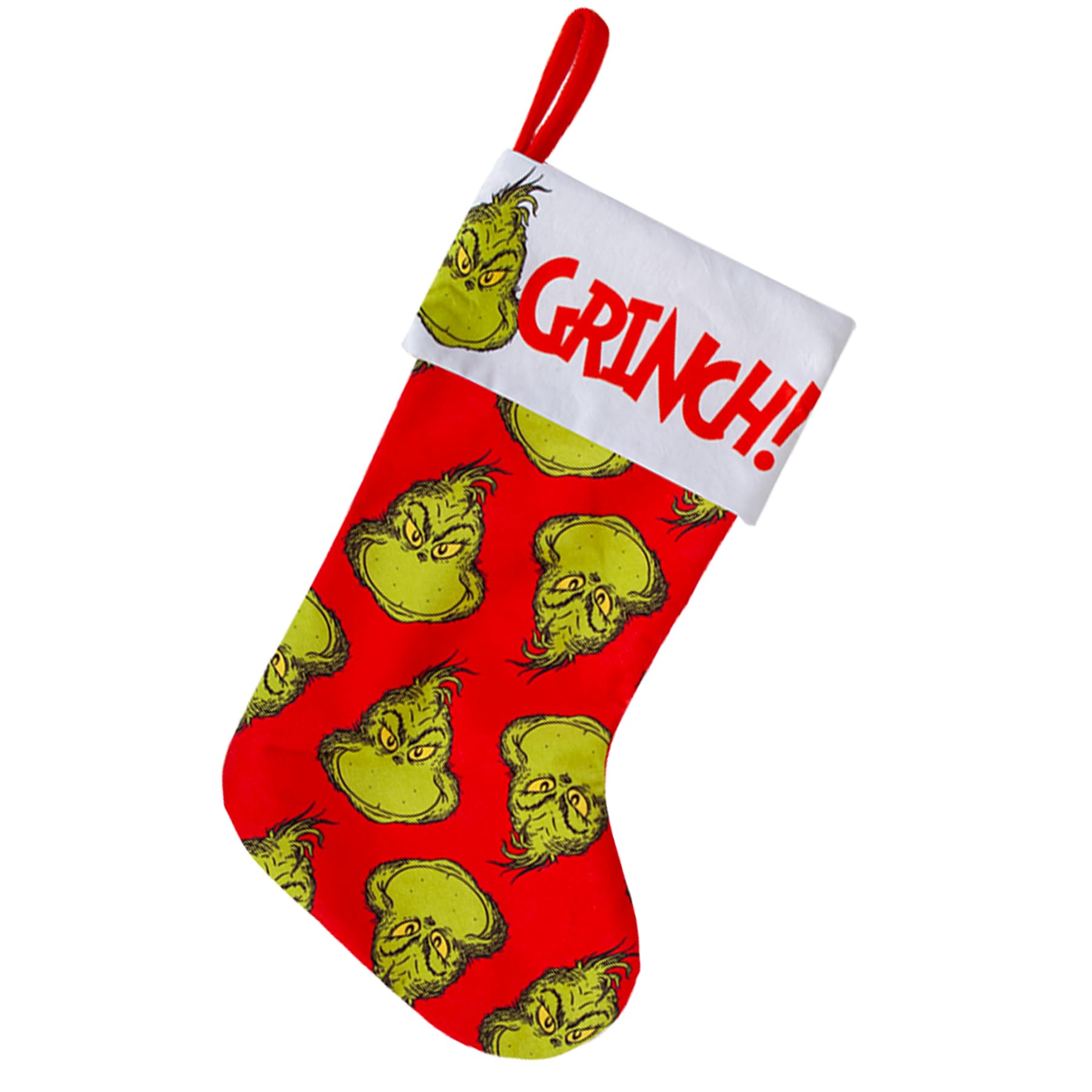 Widdle Gifts Grinch Faces 7053 The Grinch Christmas Stocking Dr. Seuss 45Cm Fleece Xmas Stocking (Grinch Faces 7053)