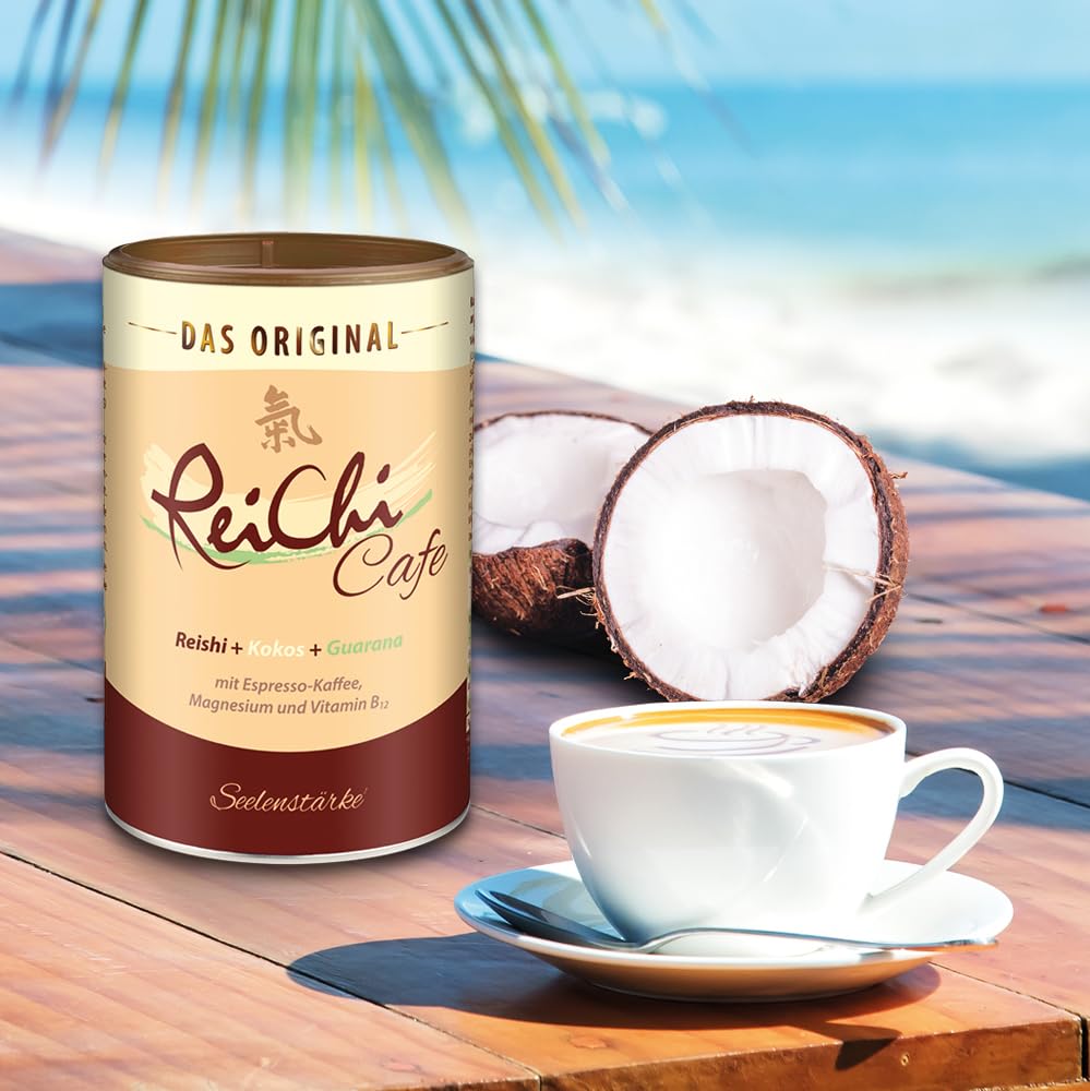 ReiChi Cafe 400 g | exotischer Kaffee-Genuss | Reishi-Pilz, Ginseng & Kokos | Koffein aus Guarana und Kaffee | Magnesium + B12 | Pilzkaffee | Gut für die Nerven und weniger Müdigkeit** | vegan