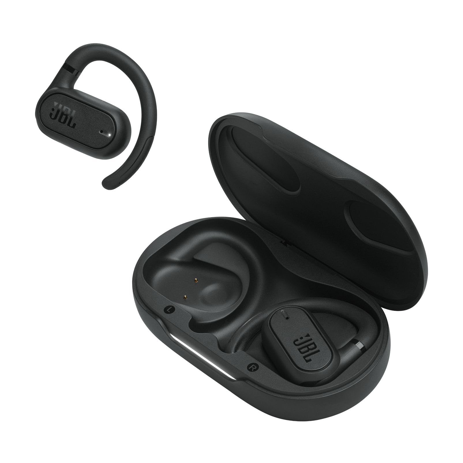 JBL Soundgear Sense Auricolari In-Ear True Wireless Bluetooth con Design Open Ear, Impermeabili a Schizzi e Polvere IP54, Bassi Puri, Dual Connect, 4 Microfoni, fino a 24 h di Autonomia, Nero