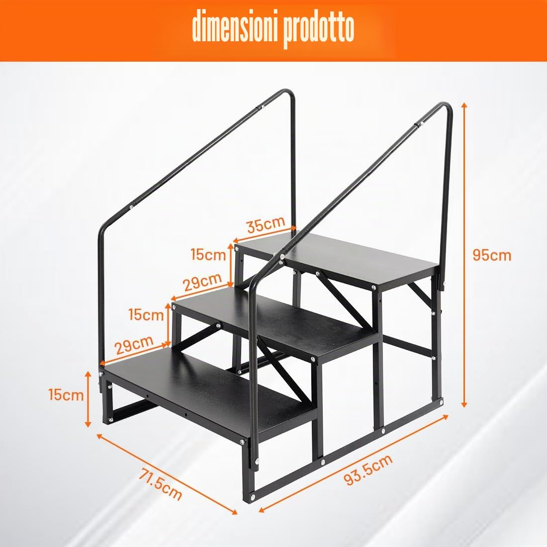 Scala per camper a 3 gradini, antiscivolo, per vasca idromassaggio con corrimano, 3 gradini per roulotte, campeggio, camper, scala portatile per rimorchi da viaggio