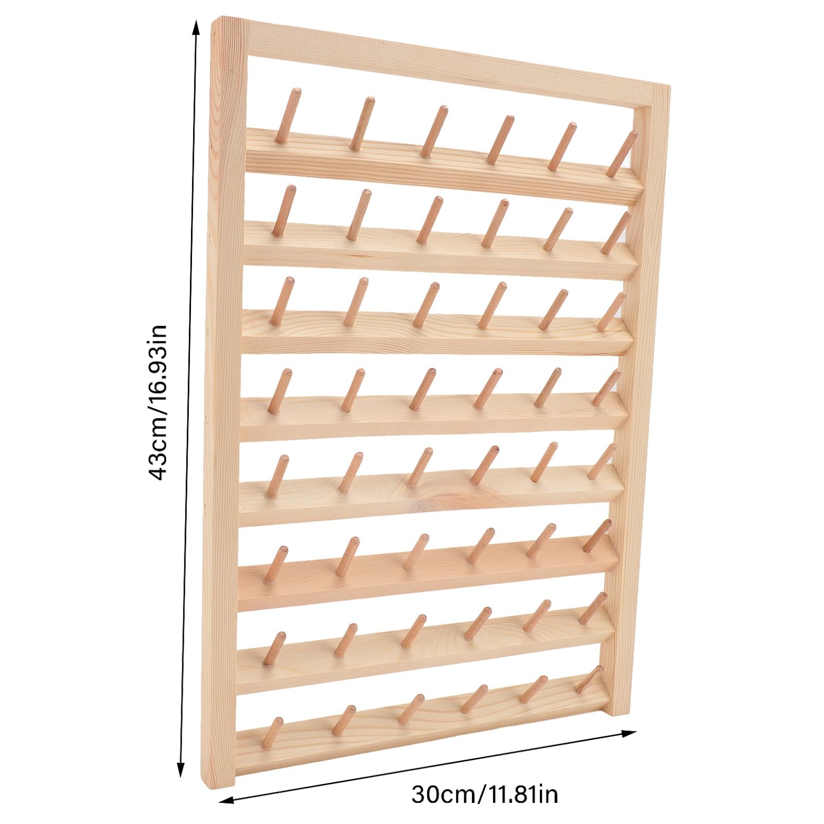 Support de fil à 48 bobines avec crochet de suspension, support mural en bois pour broderie, tressage de cheveux, couture, bricolage, bobine de broderie écologique