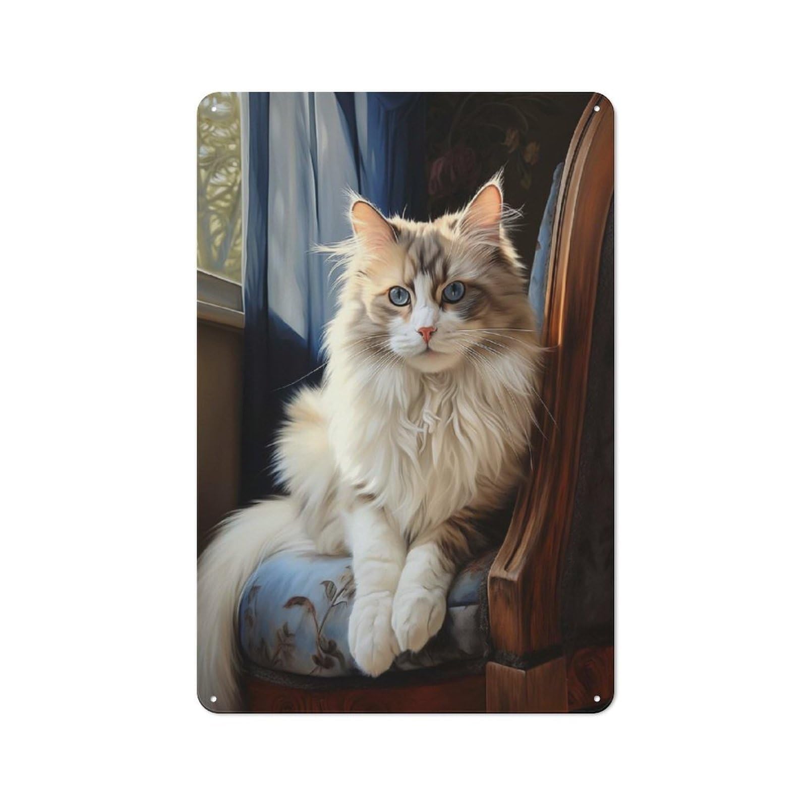 Junmoney Style-8 Ragdoll Cat Portrait Retro Tin Sign 30X20cm For Café Or Restaurant, Housewarming Wall Decor For People Furnishing Café And Restaurant