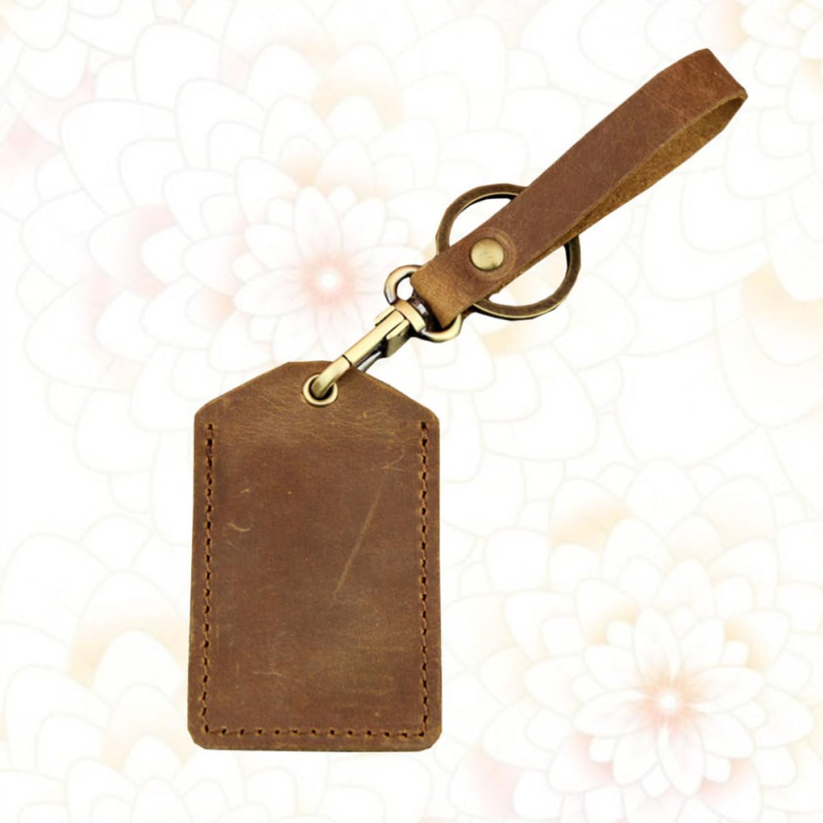 Leather Students Cover Keychain Coin Purse Lightweight Card Holder for Bus and Bank Cards with Brown Mini Wallet for Office Staff and Students