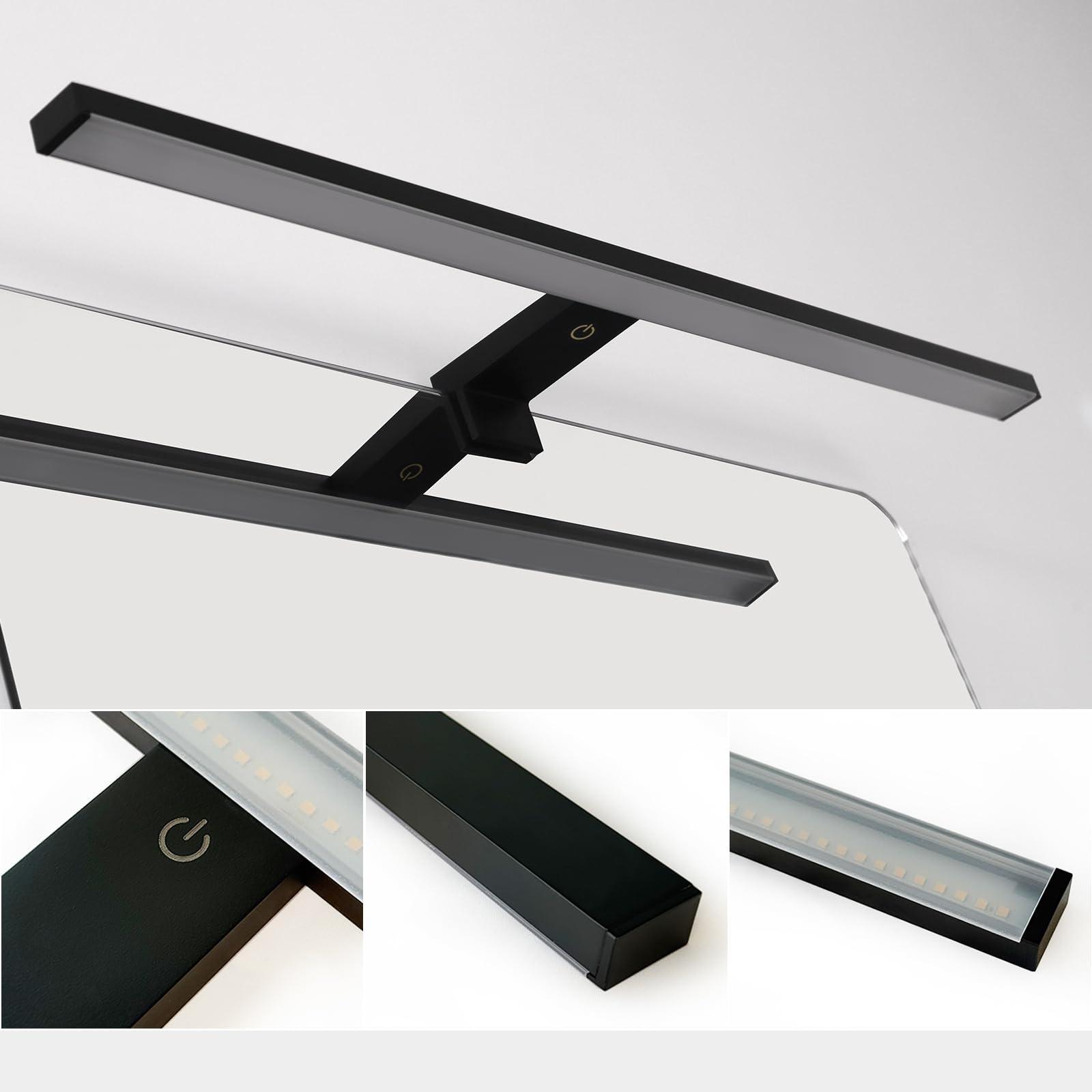 DEELUX Led Spiegelleuchte Mit Touch-Schalter 60cm Dimmbar 15W 4000K Neutralweiß 600mm Wandlampe Badezimmer Schwarz