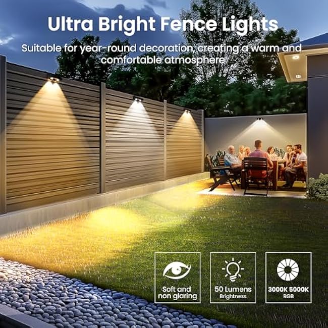 SOLPEX Solar Fence Lights 9 Fixed Colors & Color Changing 8 Pack