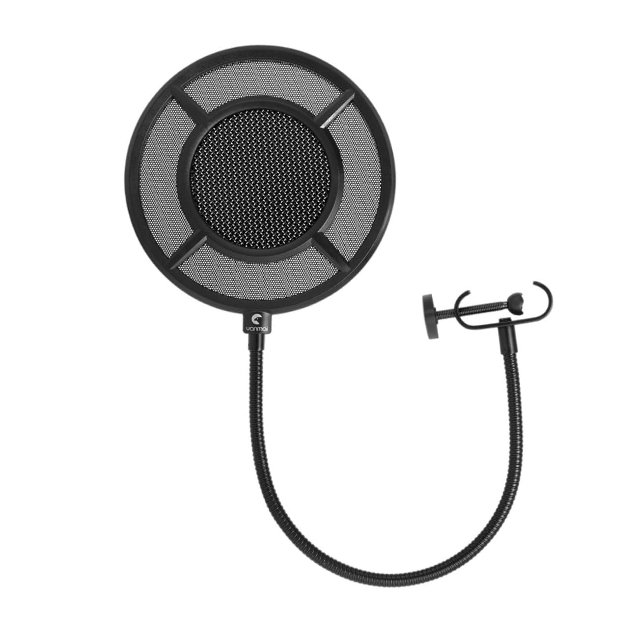 HANABASS 1Pc Black Windproof Microphone Cover Durable Mic Shield Filter for Recording Noise Reduction Use for Singers Podcasters and Content Creators