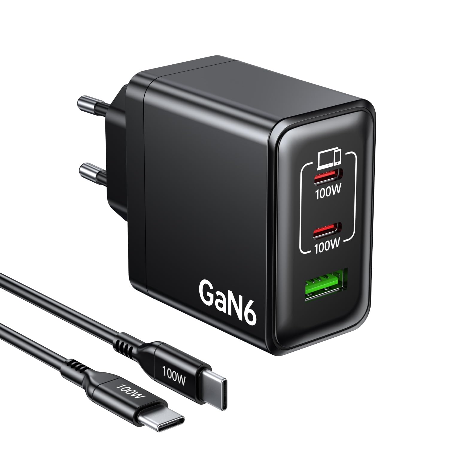 Ombrex 140W USB C Ladegerät – 3 Port Ladegerät mit 2×100W USB-C & 1×20W USB-A, Mehrfach Netzteil für iPad, iPhone 17/16/15 Serie, Samsung usw