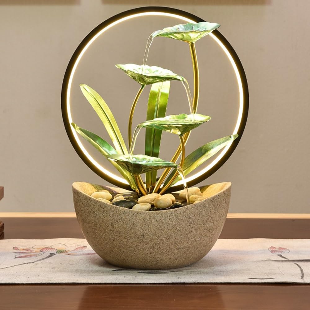 Fuente de Agua Decorativa Fuente de Escritorio Zen Flow con Cascada for relajación en Interiores, Ideal for Sala de Estar y Oficina. Fuente de Interior