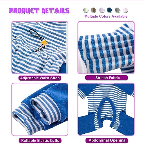 Small Dog Recovery Suit, Stripe Anti-Shedding Dog Pajamas Pjs, After Surgery Dog Jumpsuit, Dog Sweater Coat for Puppy Small Dog_M(Blue) - Image 4