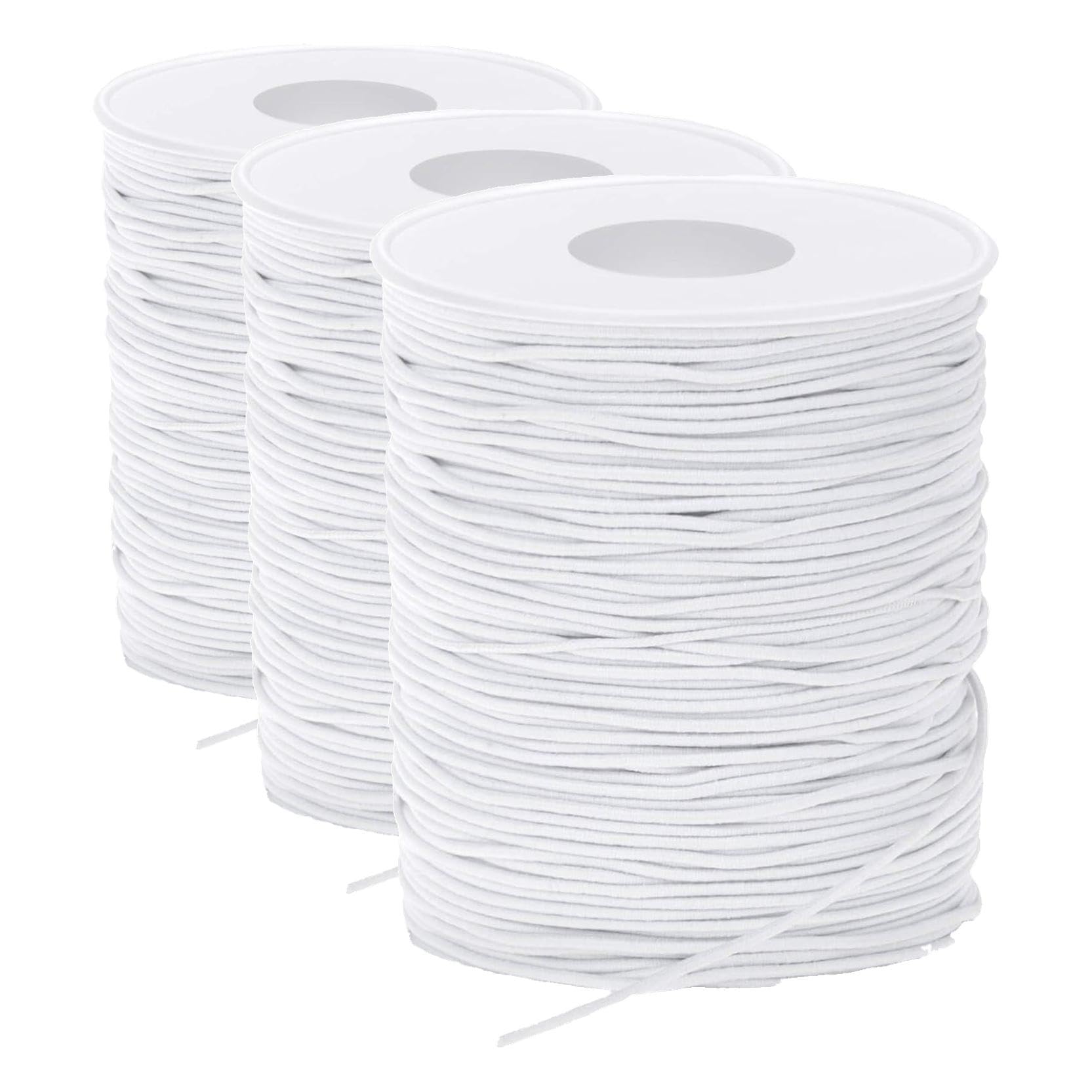 Elastic String, Selizo Stretchy Cord for Bracelets, Necklace, Beading and Sewing (1.2 MM, 109 Yards, White) (Pack of 3)