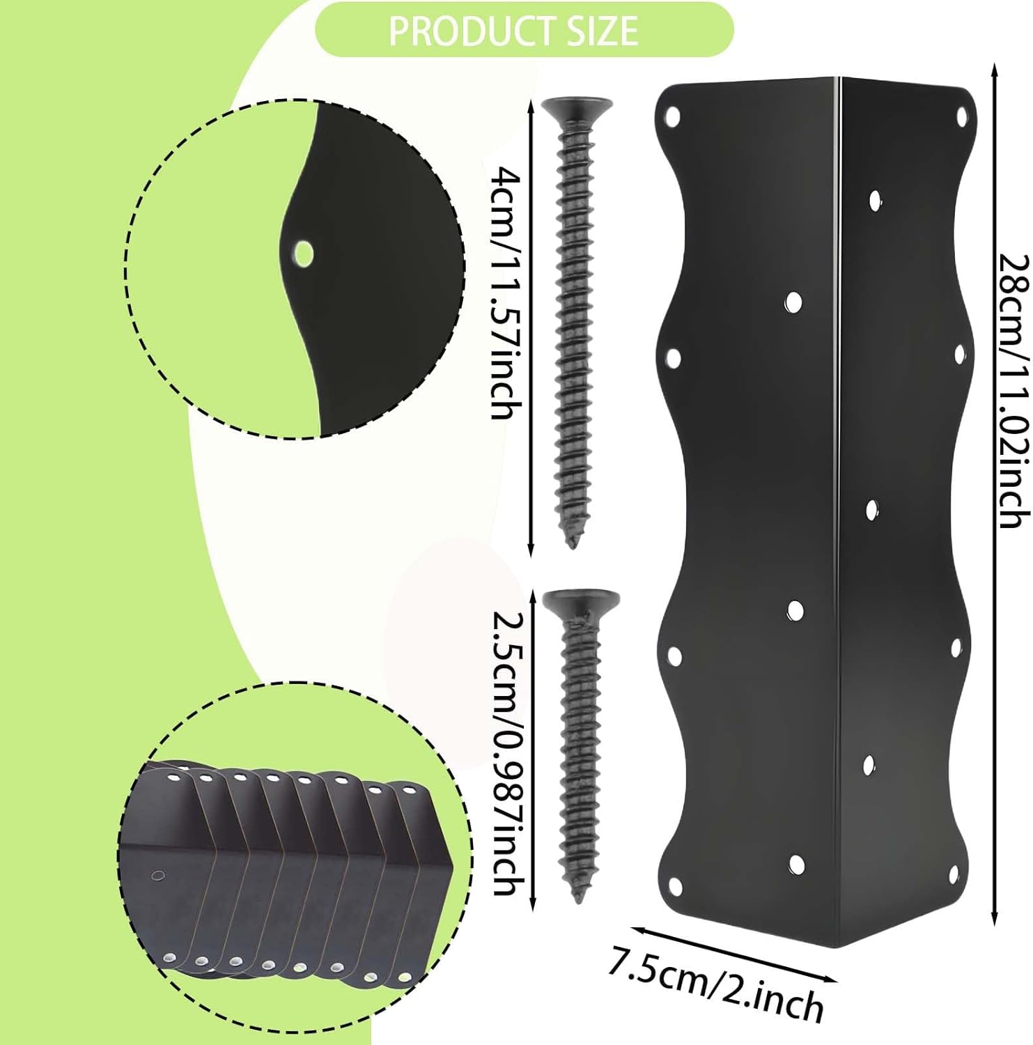 8 Pack Raised Garden Bed Corner Brackets, 11"x3"x3" Heavy-Duty Metal Rust Resistant Corner Brackets Reinforced Connectors with Screws Fits 12"-24" Garden Bed Shelves Wood Frame