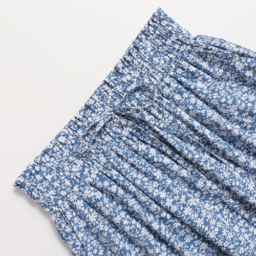 Generic Women's Floral High-waisted Skirt Elastic-waisted Casualt with Pockets Summer and Fall Beach Dress3