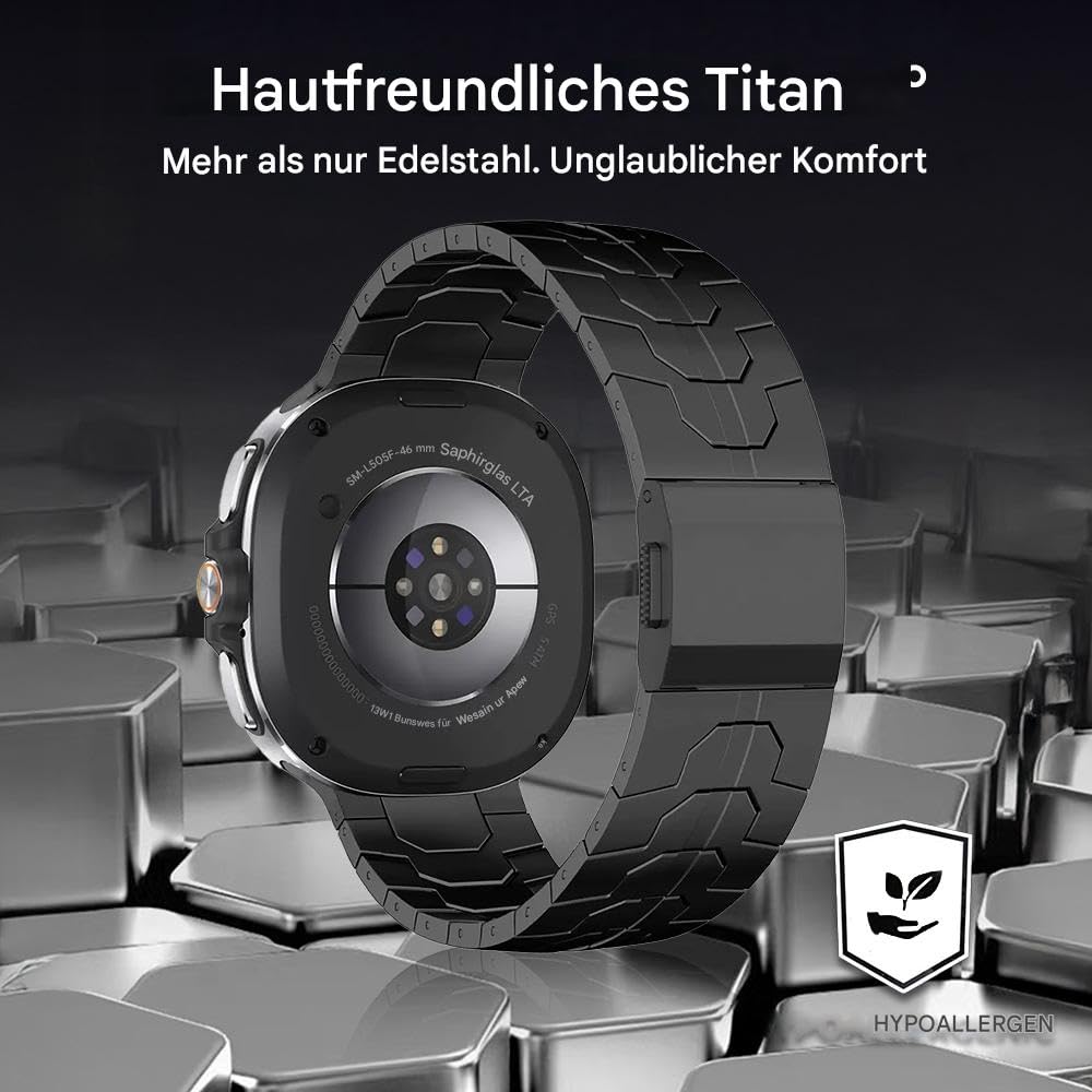 Bracelet de montre magnétique en titane compatible avec Samsung Galaxy Watch 8 40 mm/44 mm/8 Classic 46 mm, bracelet de rechange sans couture pour Galaxy Watch 8 pour femme, léger et durable