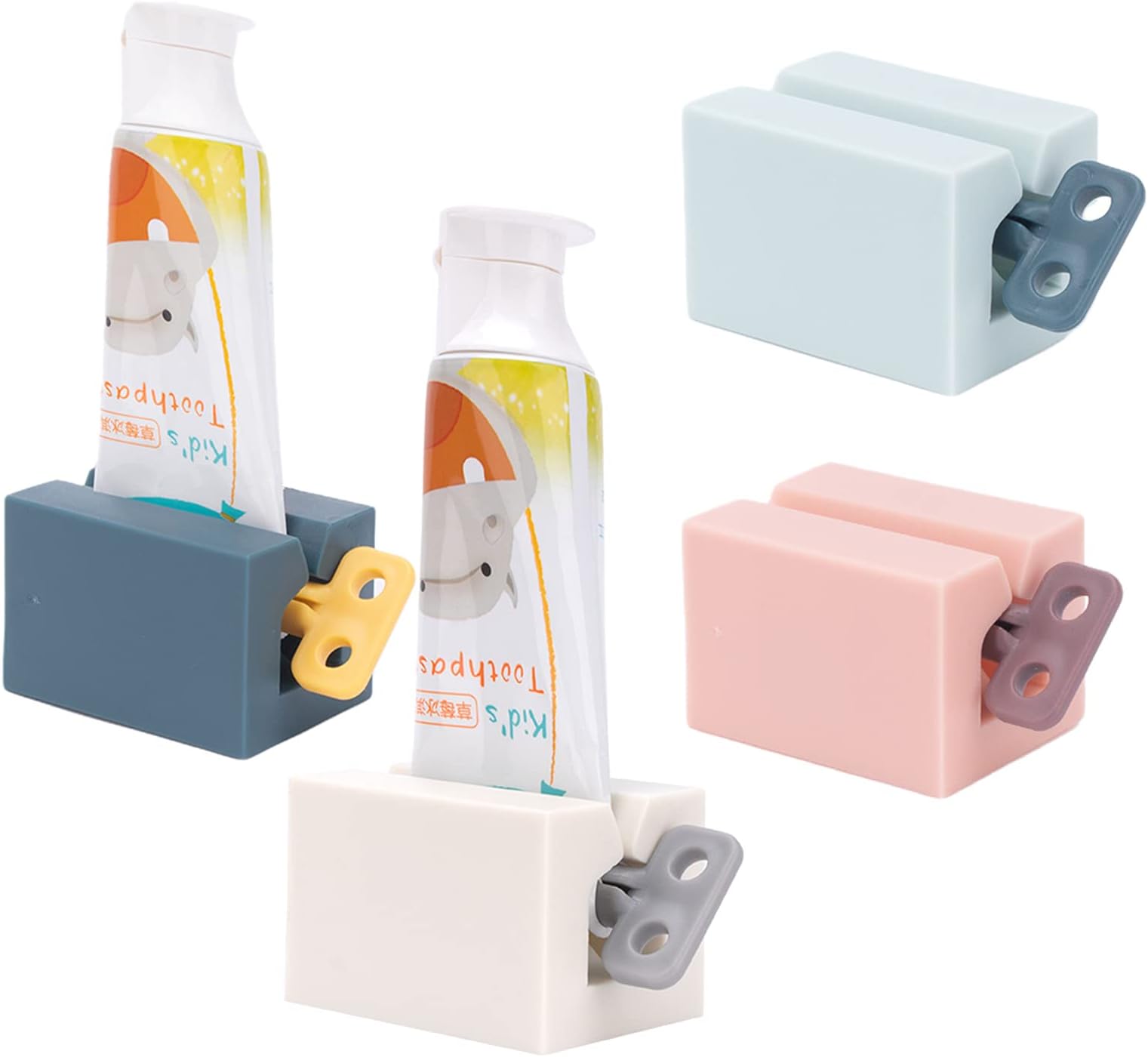 4 PCS Toothpaste Squeezer, Rolling Tube Toothpaste Squeezer with Frosted Handles Toothpaste Holder Stand Bathroom Organizer,Saves Toothpaste and Creams (4 colors)