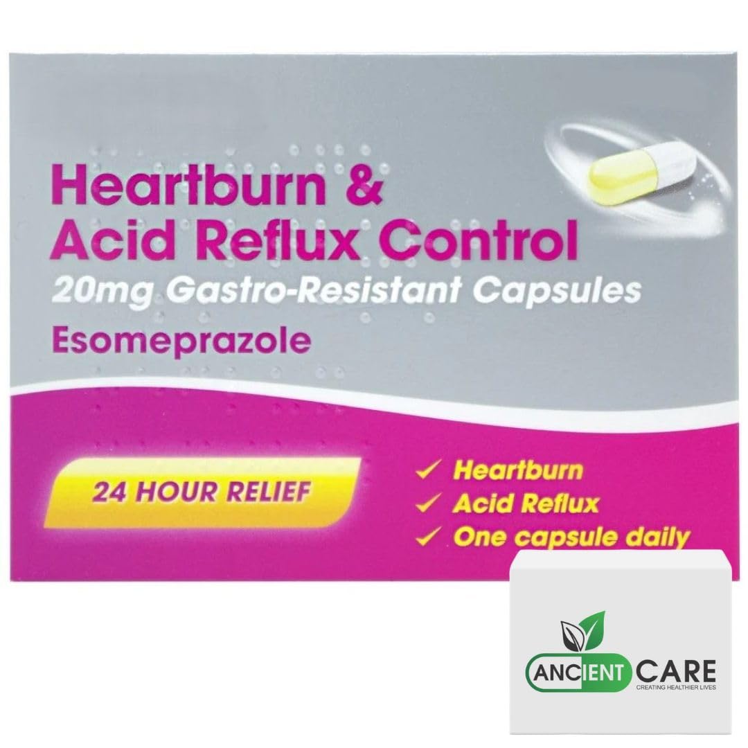 Esomeprazole 20mg Capsules for Effective Heartburn and Acid Reflux Relief – 7 Count – Provides 24-Hour Protection and Long-Lasting Acid Reduction
