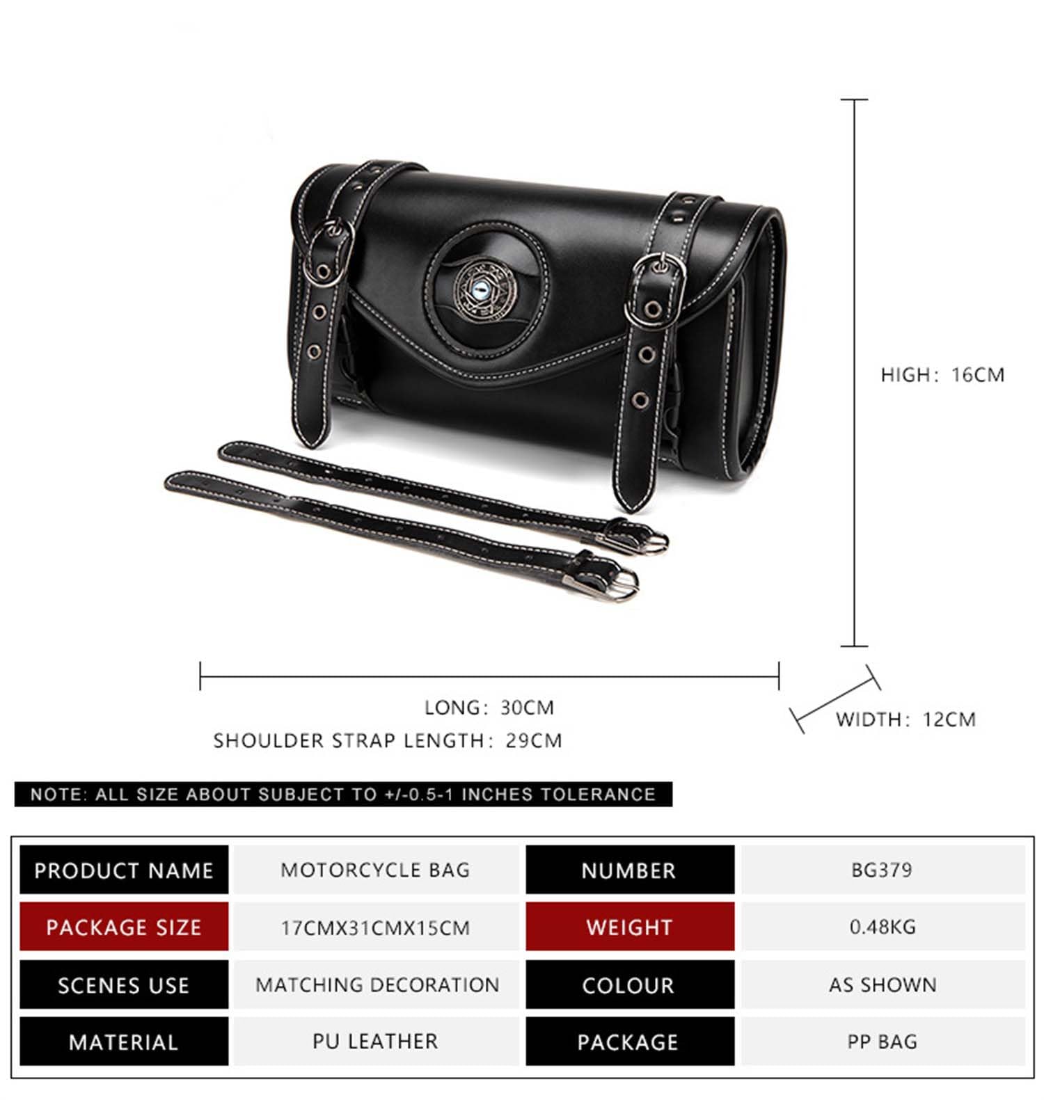 scosao Motorrad Gabel Werkzeugtasche PU-Leder Motor Satteltasche Lenkertasche Seitentasche Lenker Rolltasche für Harley Davidson Dyna Softail Sportster Scooters-A