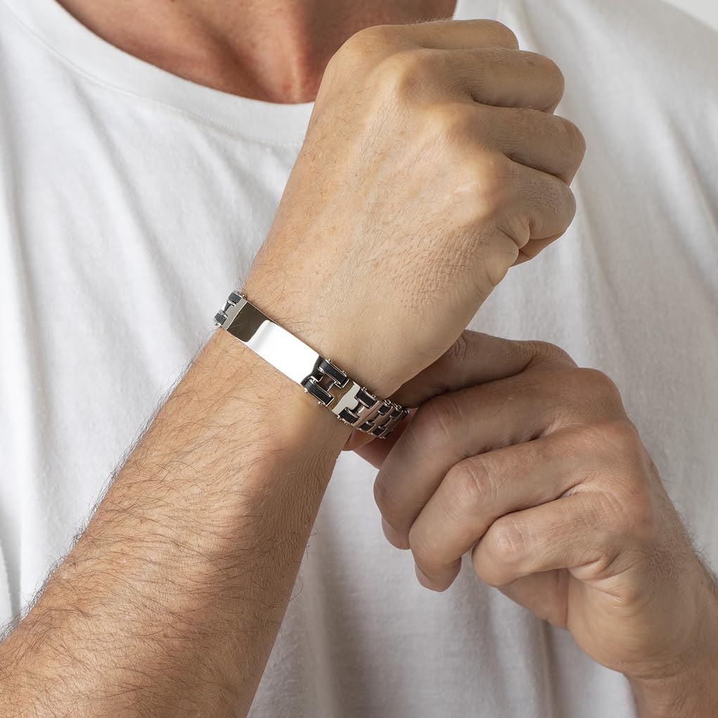 LOTUS STYLE Pulsera Hombre Acero Inoxidable 316L Brazalete de Diseño