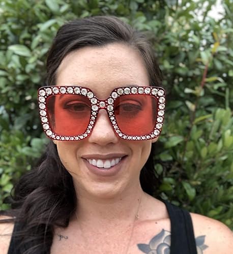 Vista 4 de Gafas de sol de gran tamaño con marco cuadrado con diamantes de imitación para mujer