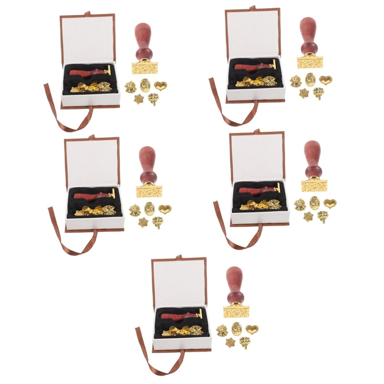 NUOBESTY 5 Sätze Retro Holzgriff Wachs Siegelstempel Set mit Vintage Wachssticks für Einladungen Briefe und Diy Bastelprojekte Elegante Versiegelung für Besondere Anlässe