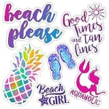 Sticker Cabana KT037 Coastal Beach Please Girl Good Times Tan Lines Purple Blue Pineapple 2.25 inch Adhesive UV Resistant Sticker Decal Kit for Phone Laptop Hydro Flask