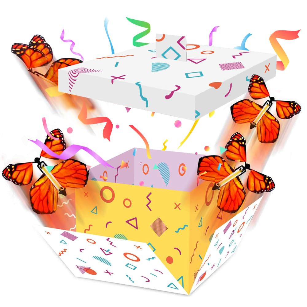 XLSXEXCL Butterfly Explosion Geschenkbox – Mit 12 Fliegenden Schmetterlingen, Für Geburtstag & Hochzeit