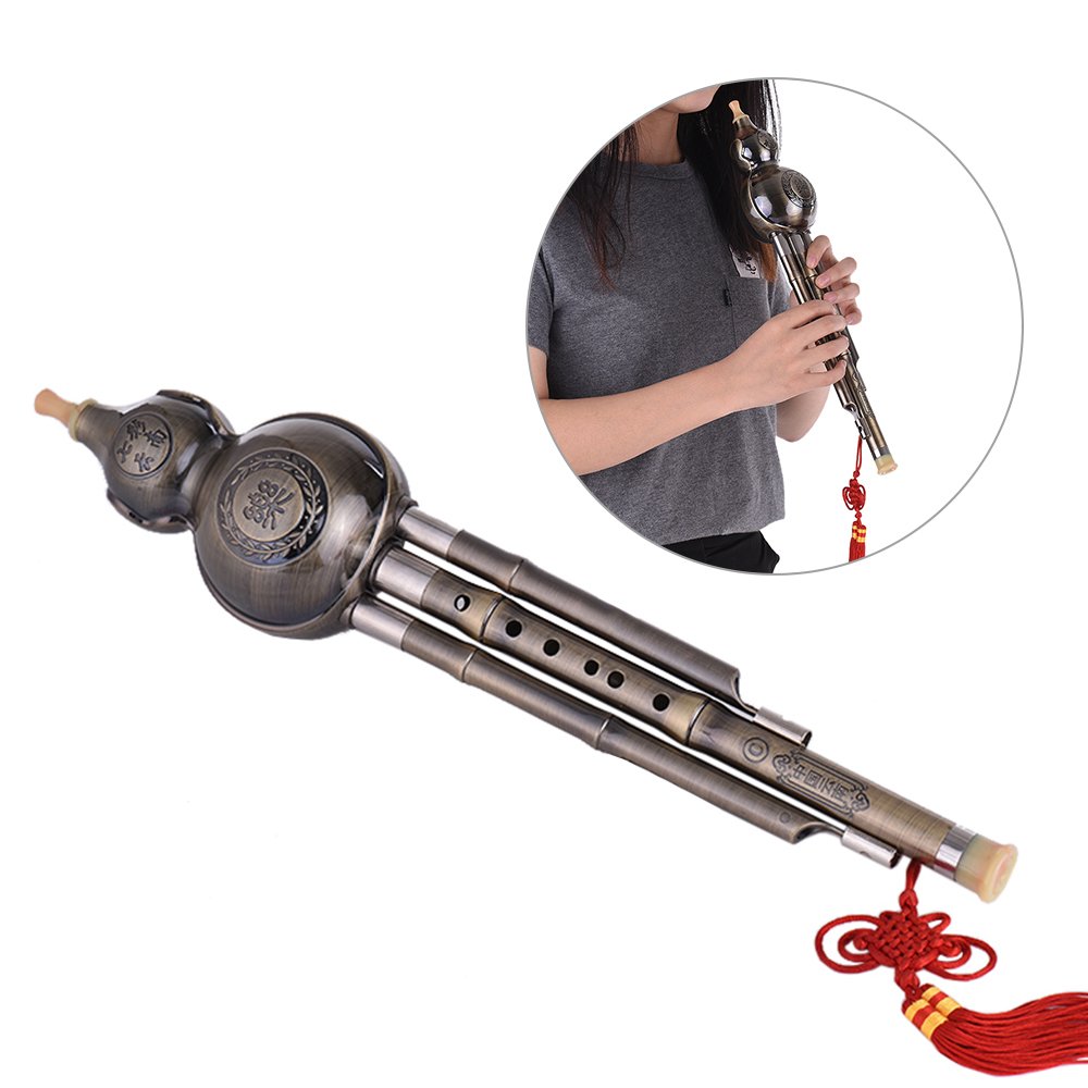 instrumento musical， Flauta de calabaza cucurbitácea for instrumentos viento madera, flauta étnica aluminio bañada en cobre, for principiantes, for