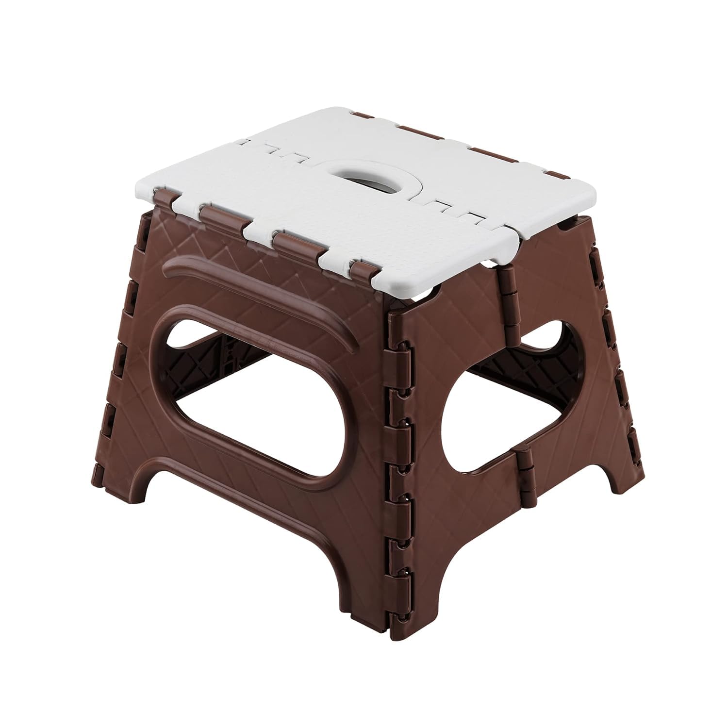 MARKWELL 12 Inches Super Strong Folding Step Stool for Adults and Kids, Kitchen Stepping Stools, Garden Step Stool Kitchen Stool (Brown and Ivory)-image-15