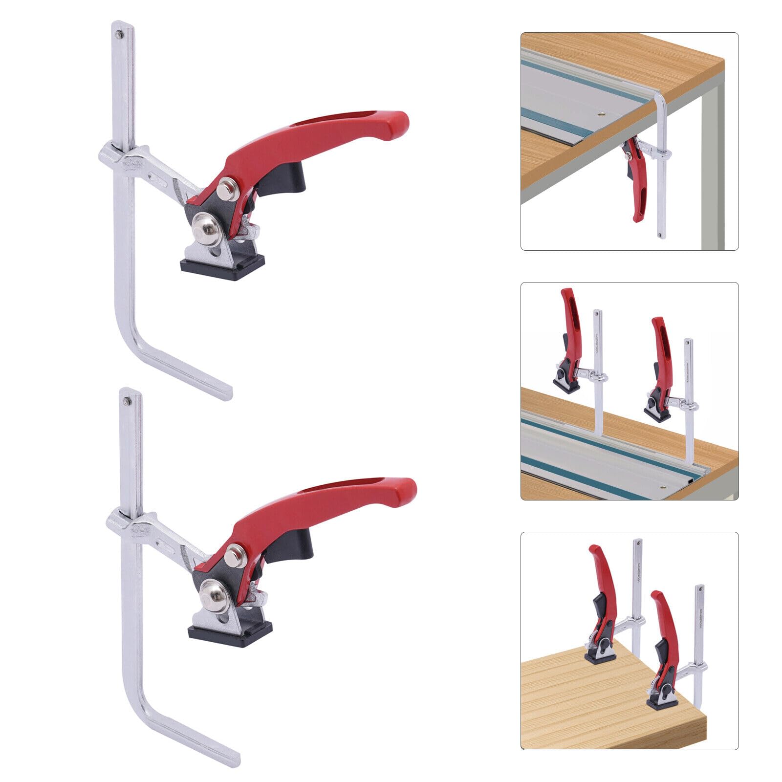 Lot de 2 pinces à cliquet pour le travail du bois - Outil de serrage rapide - Diamètre de serrage : 160 mm - Profondeur de serrage : 60 mm