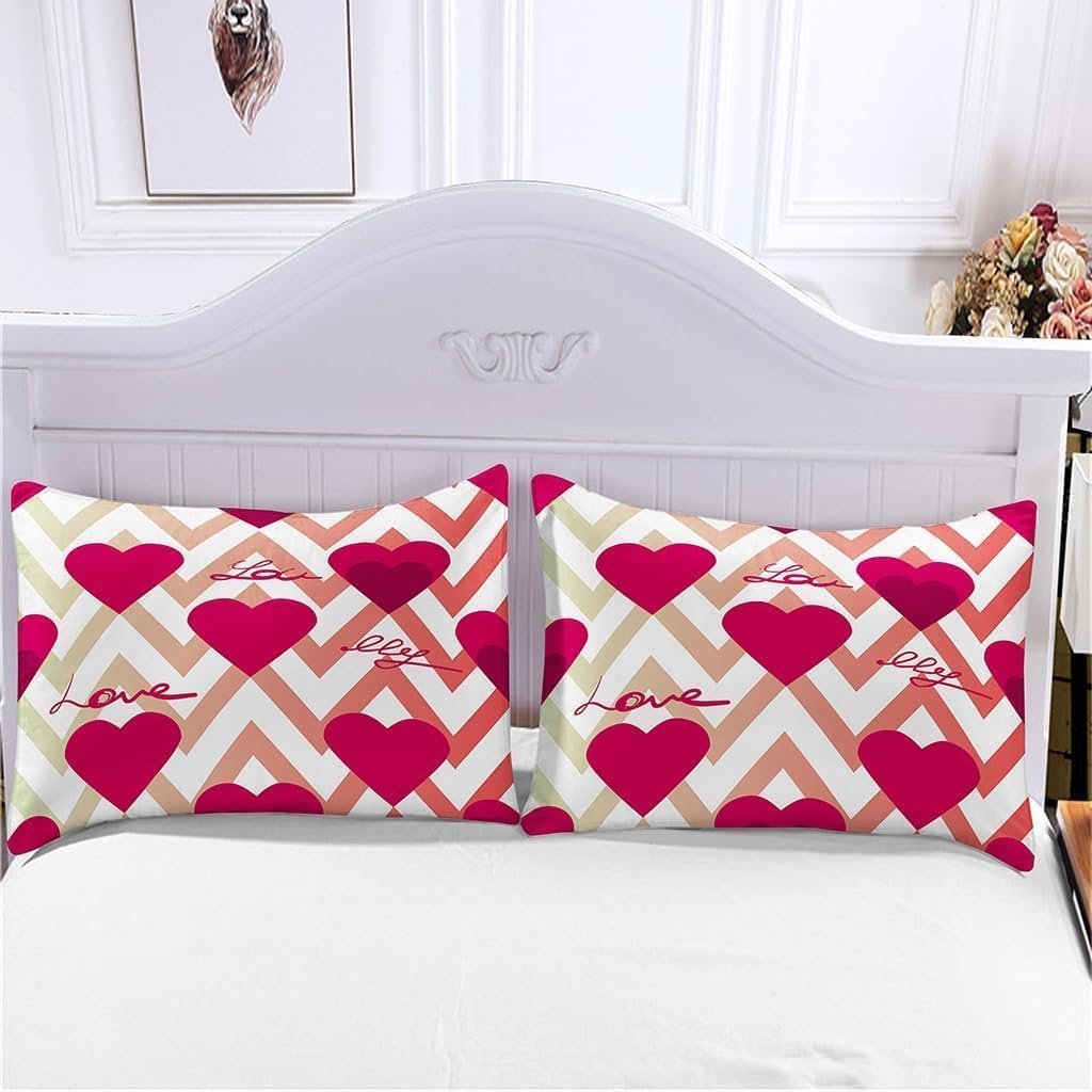 Bettwäsche 200x200 Liebe Bettwäsche-Sets Romantisches Pärchen 3D Druck Bettbezug Liebe Weiche Mikrofaser 3 Teilig Bettbezüge mit Reißverschluss und 2 Kissenbezug 80x80cm I533