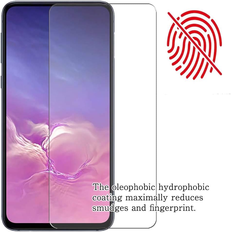Smartphone screen with a screen protector next to a crossed-out fingerprint icon, indicating anti-fingerprint properties.