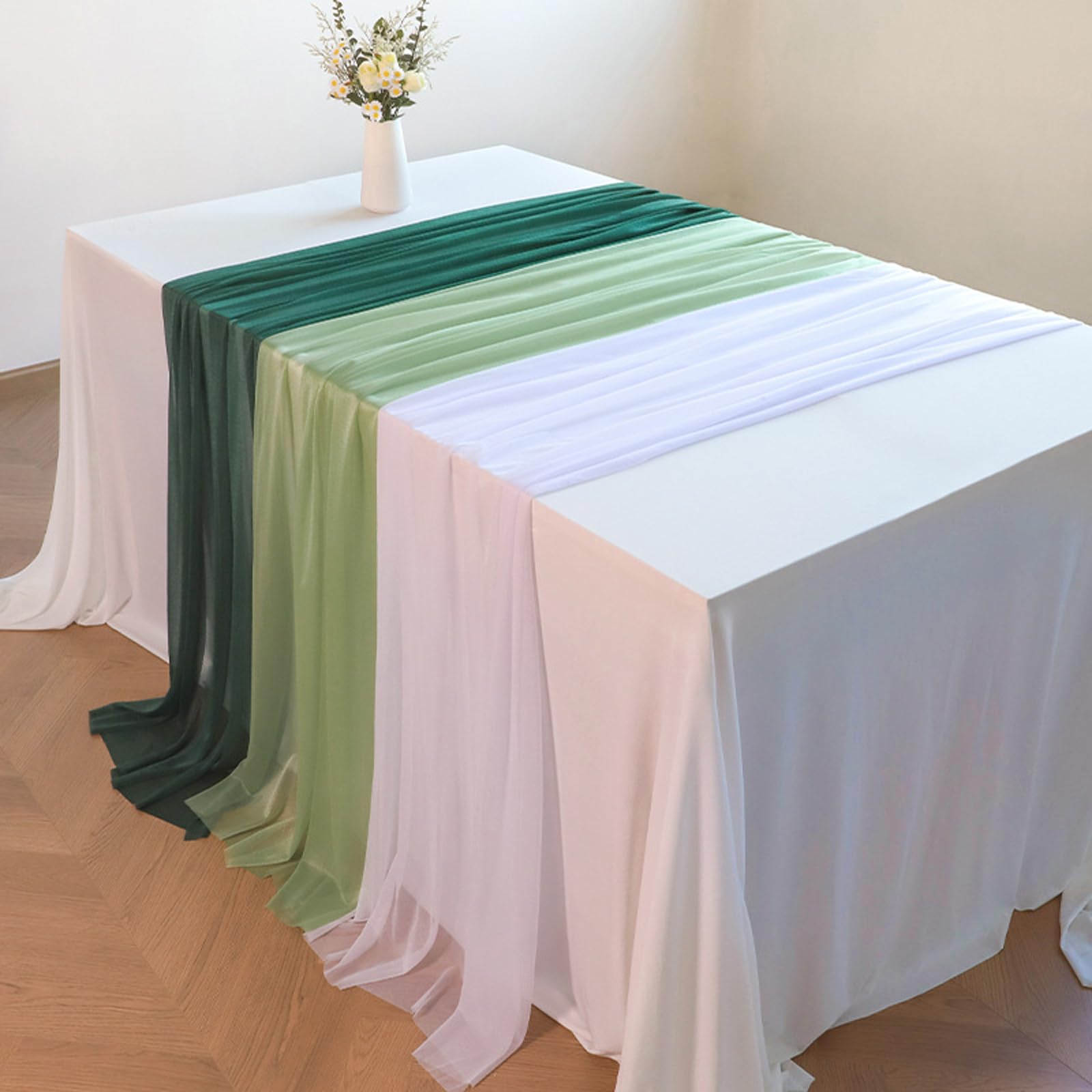 Camino de mesa transparente de tul marrón oscuro, tela de encaje de temporada, cortinas para manualidades, bodas, cumpleaños, fiestas, picnics, decoración de Navidad, 10 paquetes (90 x 400 cm)