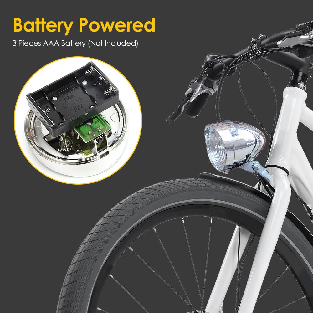 Faro Bicicleta Vintage, Lámpara de Luz Delantera de Bicicleta de Bicicleta Retro Vintage de 3 LED, Lámpara de Bicicleta Cabeza Delantera Faro LED de Bicicleta Vintage con Soporte Montaje (1Pcs)