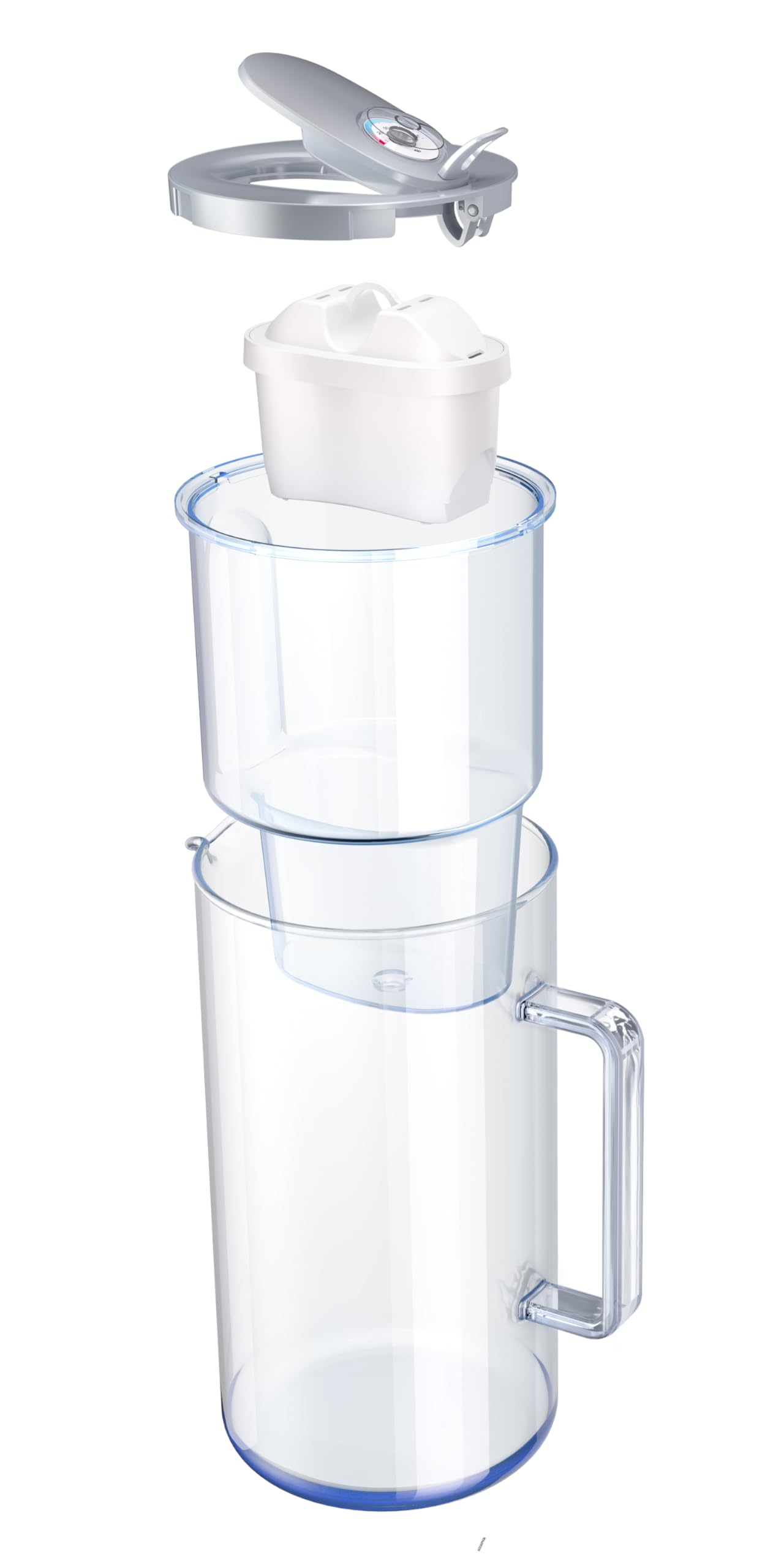 AQUAPHOR Jarra con filtro de agua de cristal gris de 2,5 l con 1 cartucho Maxfor+