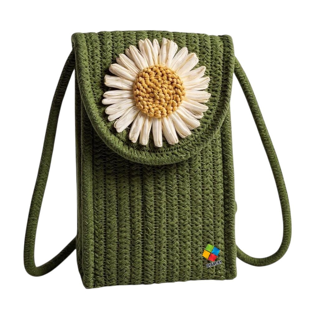 Stylish Woven Mobile Pouch Sling Bag for Women | Crossbody Phone Bag with Strap & Velcro Closure | Lightweight Small Purse for Travel, Shopping & Casual Outfits-image-8