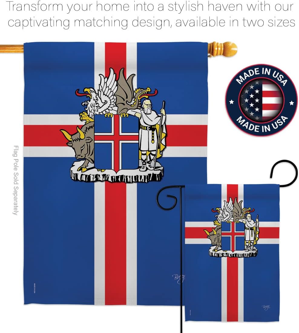 Breeze Decor G158170 Iceland Flags of The World Nationality Impressions Decorative Vertical Garden Flag 13" x 18.5" Printed in USA Multi-Color