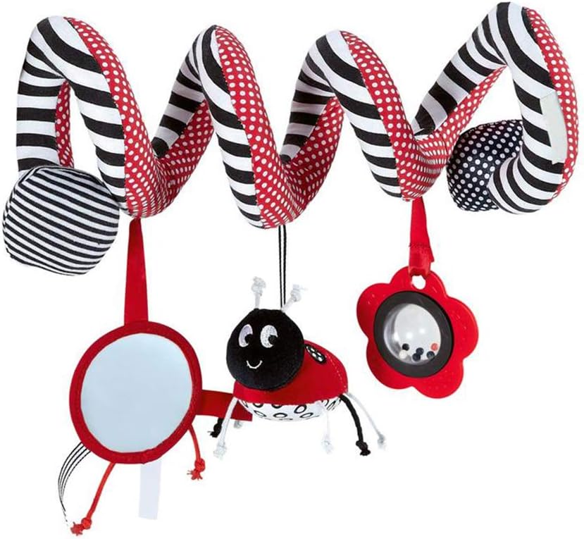 JER Bed Stroller Hanging Cribs Toy Cute Plush Spiral Soft Toys Hanging Rattle Toy Ladybug