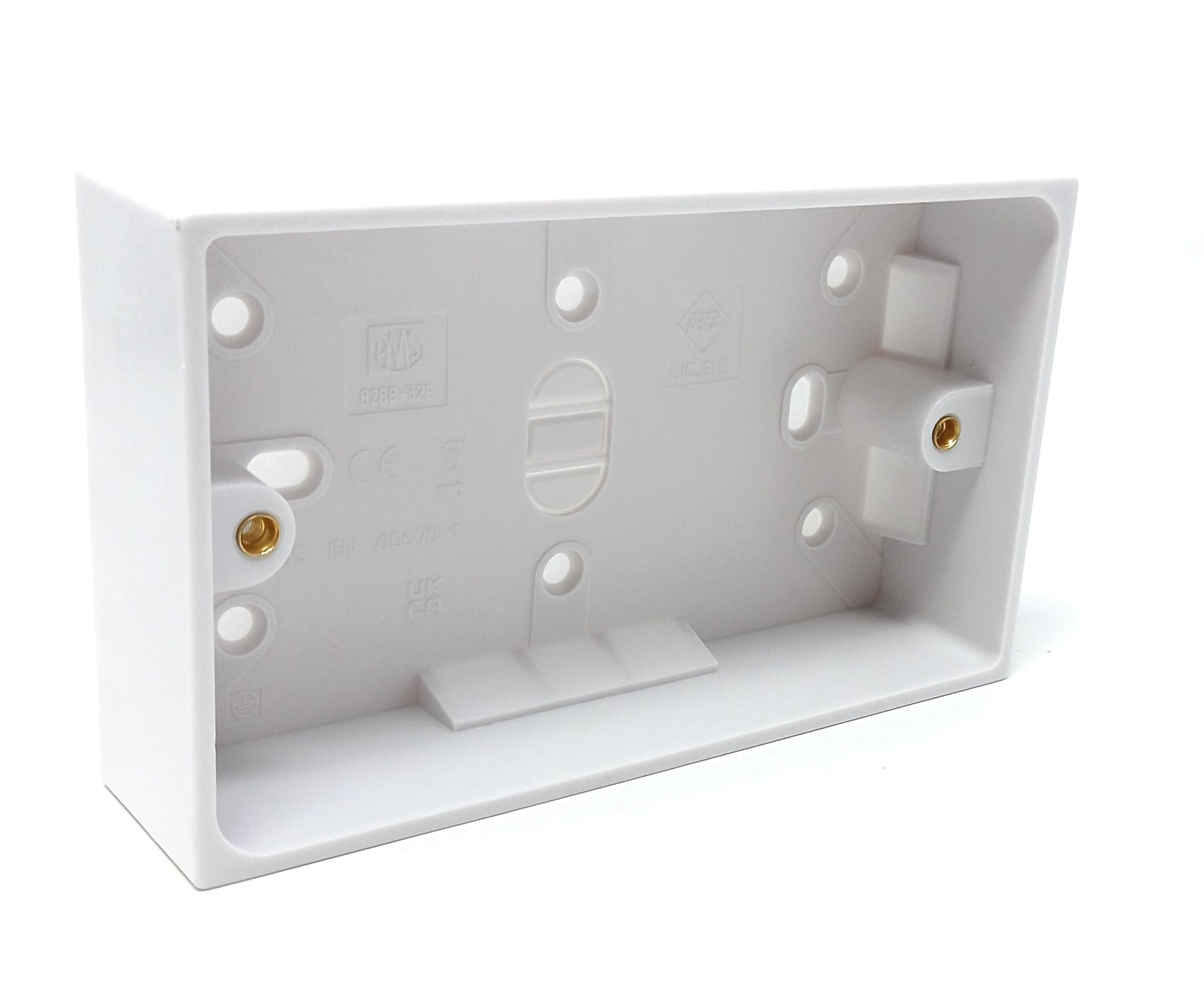 2 Gang Surface Mount Back Box - White Pattress 147mm x 86mm x 32mm, Durable Electrical & Network Faceplate Mounting Box (1) - Image 3