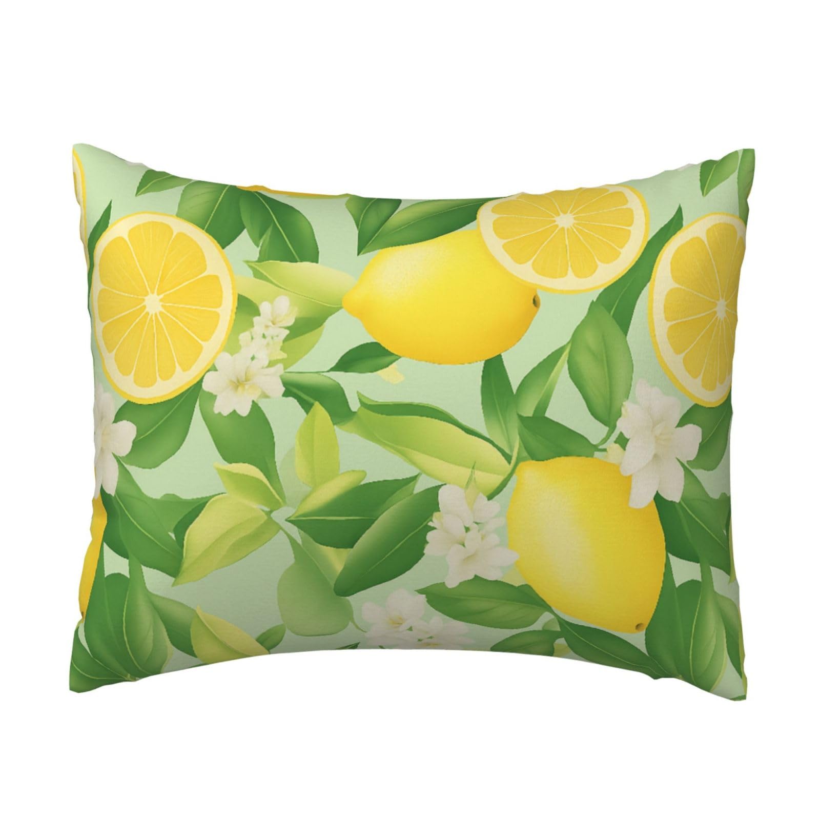 Fresh Lemon & Flowers Pillowcase Soft Plush with Zipper Decorative Pillowcovers 16x20 in