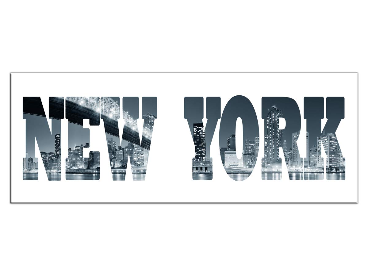 DECLINA, Quadro Decorativo da Parete per Soggiorno Moderno, Quadro Decorativo da Parete, Motivo: New York, 80 x 30 cm, Canvas, Bianco, 100x35 cm