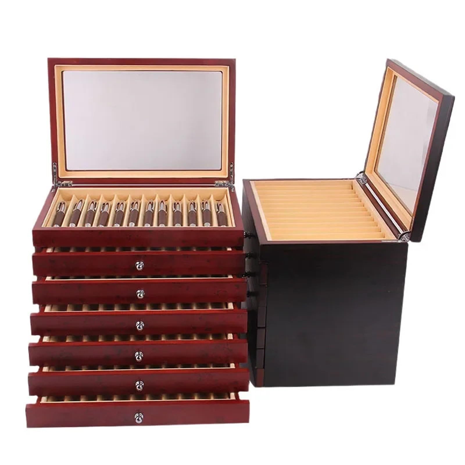 Estuche de madera con ranura for bolígrafo, 12/23/34/78, for exhibir lápices o pluma estilográfica, bonito organizador papelería for la escuela y oficina(Black-23 pens)