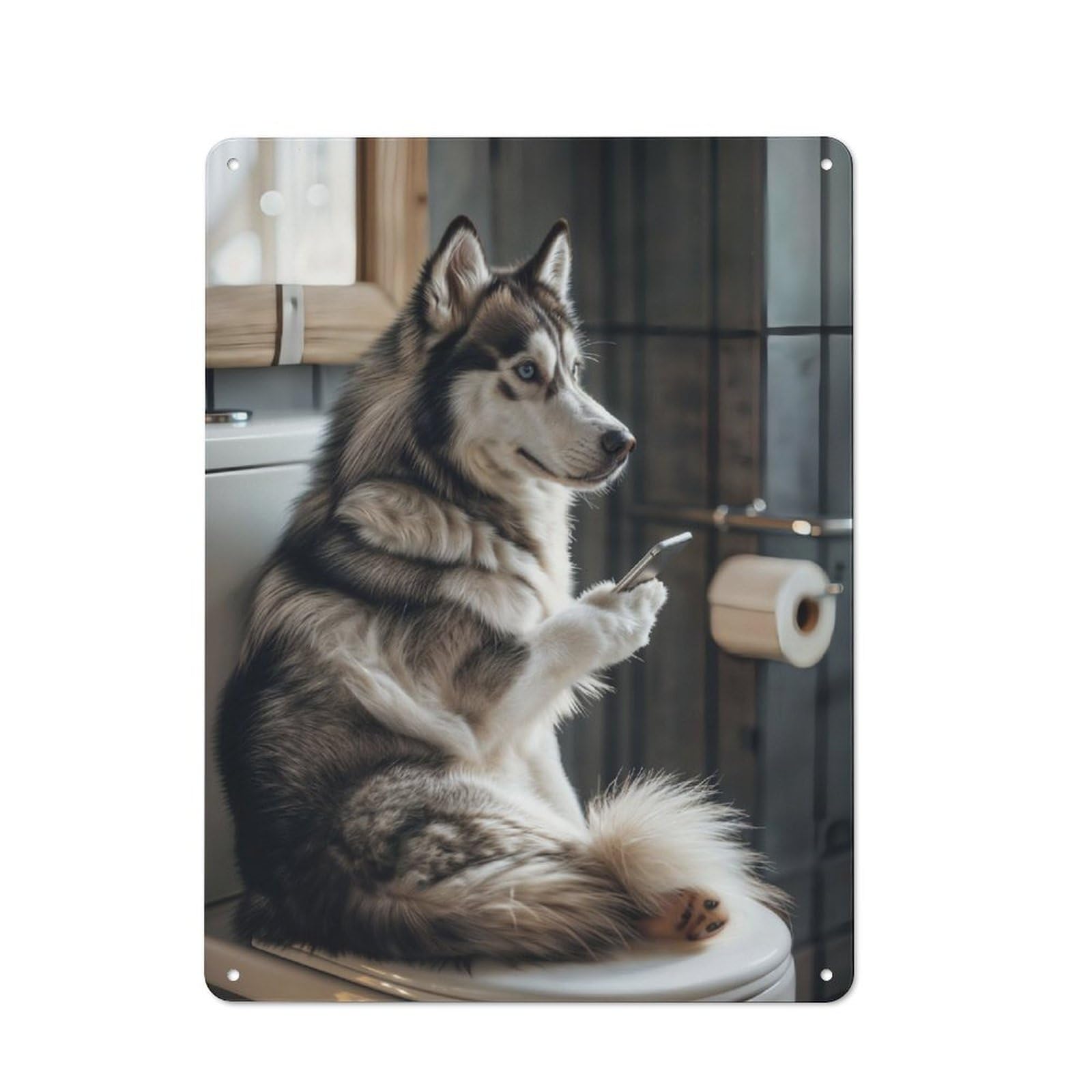 Junmoney Bathroom Husky Vintage Tin Sign 40X30cm With For Garage Or Workshop, For Kitchen, Dining Room And Home Bar Wall Decor