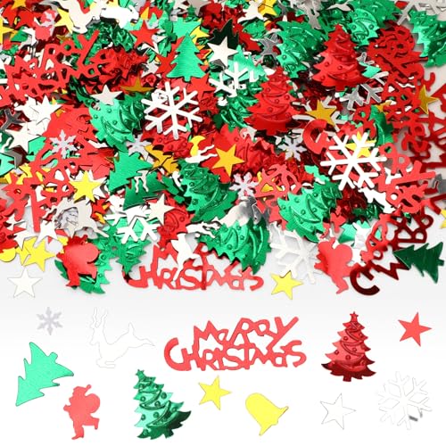 MARFOREVER Confettis Paillettes Noël, Décorations Table Rouge Vert Blanc