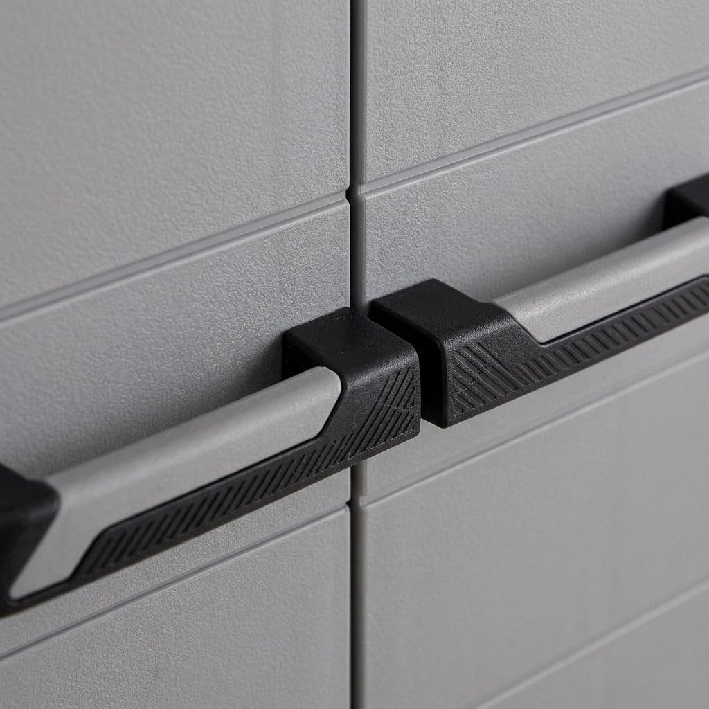 HEMAX Armadio Tuttopiani Multiuso a 2 Ante con Ripiani Interni Regolabili | Ripiani Interni Regolabili, Mobile Salvaspazio, Per Garage Lavanderia e Balcone, Struttura Robusta, Piedini Rialzati