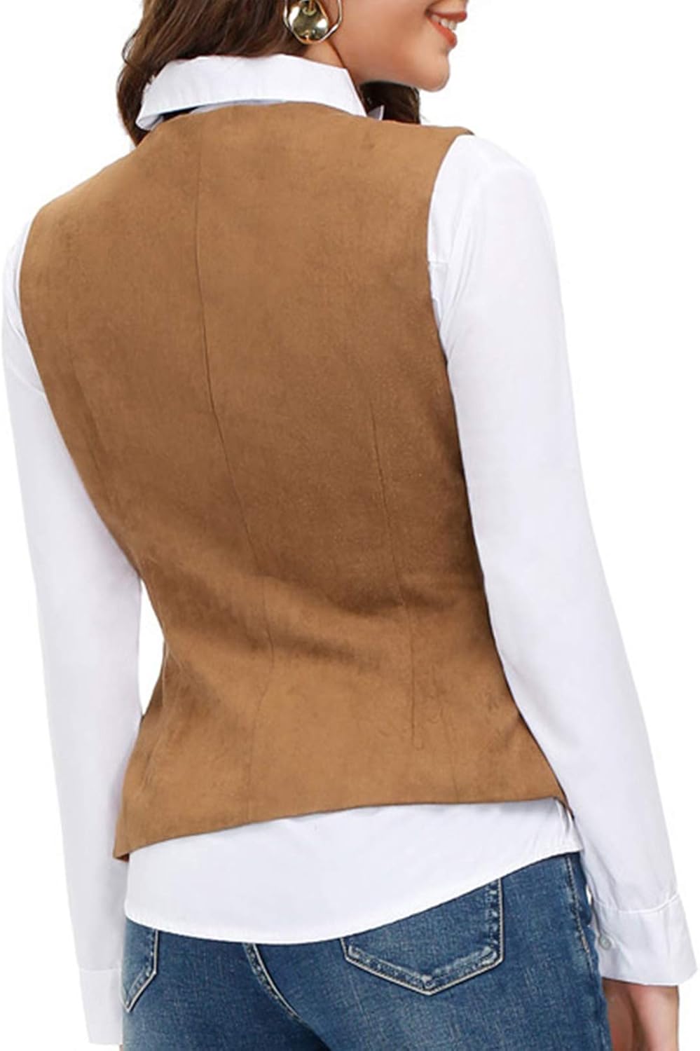 GRACE KARIN Women's V-Neck Slim Fit Office Bottoned Dressy Suit Vest Waistcoats