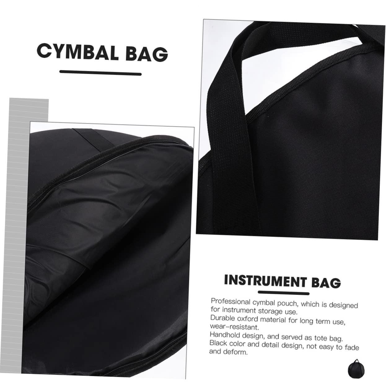 Supvox Beckentasche Instrumenten-Tragetasche Aus Oxford-Material Runde Instrumententasche Mit Handgriff Zur Aufbewahrung Und Zum Transport Für Schlagzeug Schwarze Tasche 52.00 Cm