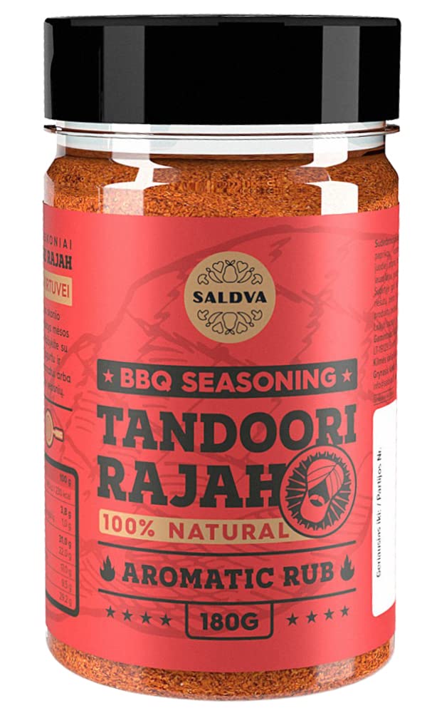 Tandoori Rajah Aromatic Rub - 100% Natural BBQ Seasoning - Intense And Expressive-Taste Seasoning Mix For Amazing Meat Steaks - Large Jar (180g)