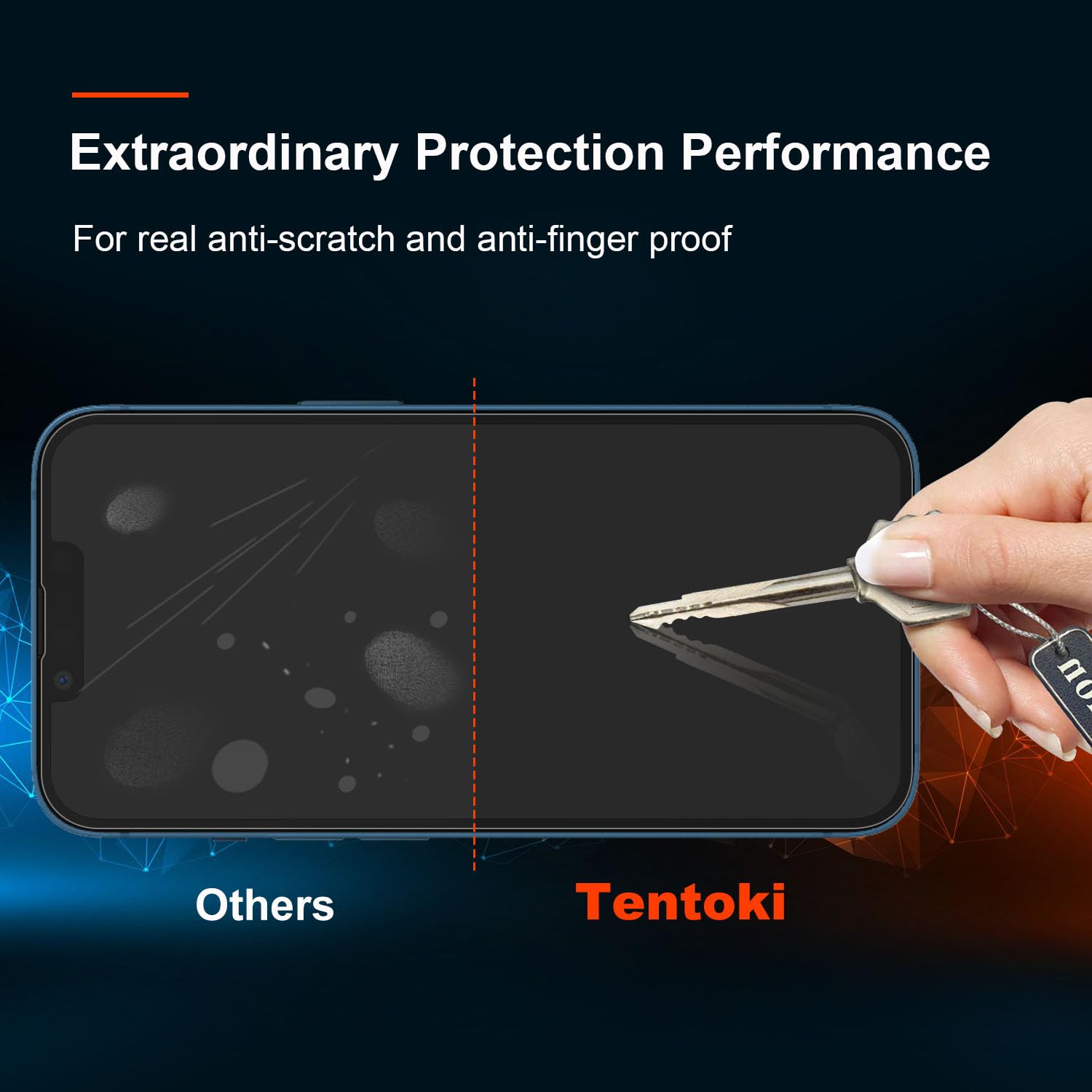 thumbnail: Tentoki 3-in-1 Beschermhoes Voor IPhone 13 Pro - TPU Hoes + 2x Gehard Glas, Schokbestendig, Transparant