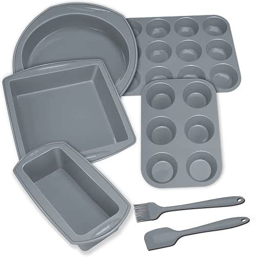 Aschef 12x Antihaft Silikon Backformen Brotbackform Kuchenform Muffinform mit Teigschaber