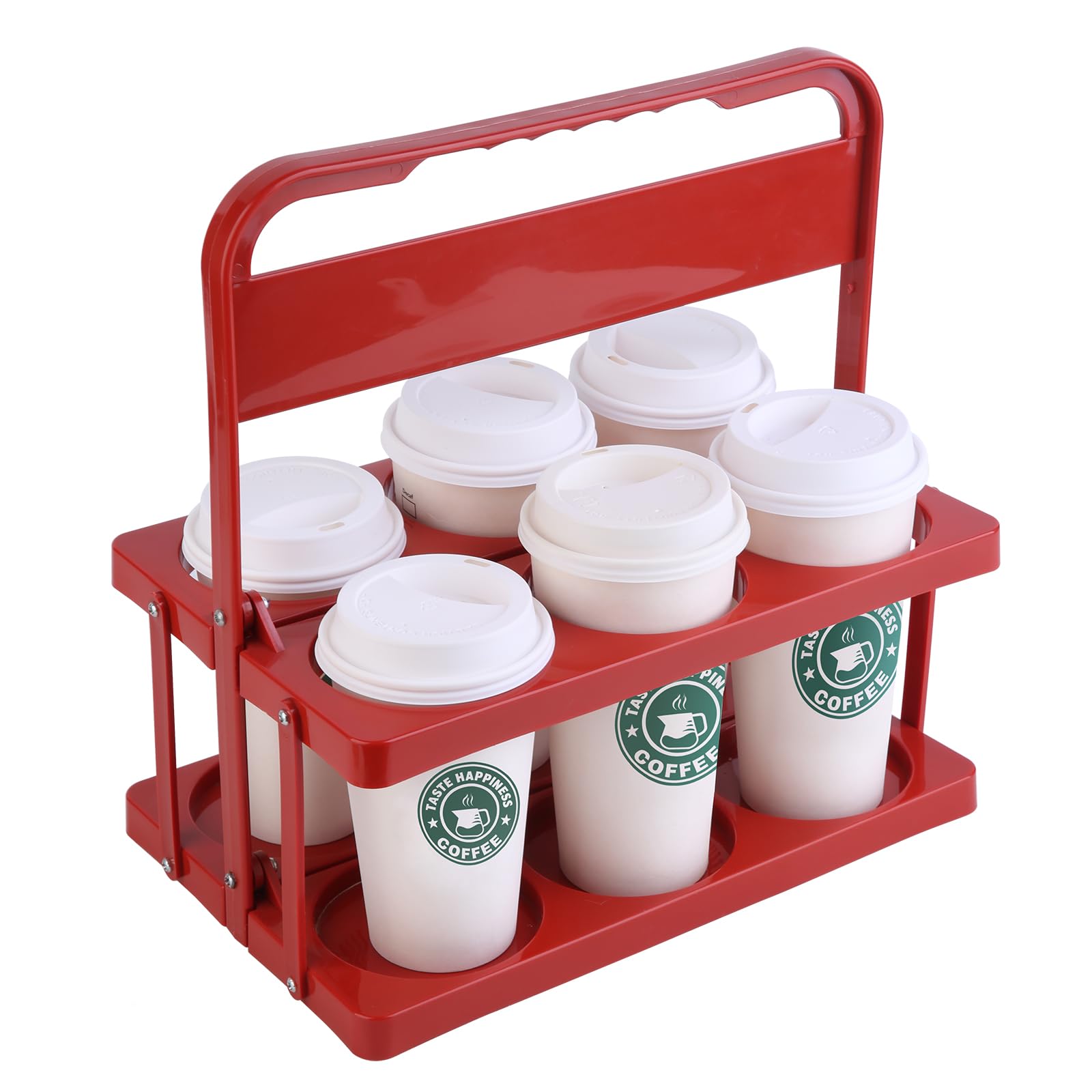 Reusable Drink Carrier with Handle for Food Delivery Drivers, Portable Cup/Coffee Holder Accessories for Delivery, Foldable Drinks Caddy with Tray, Car Durable Plastic Festive Bottle, Vacation