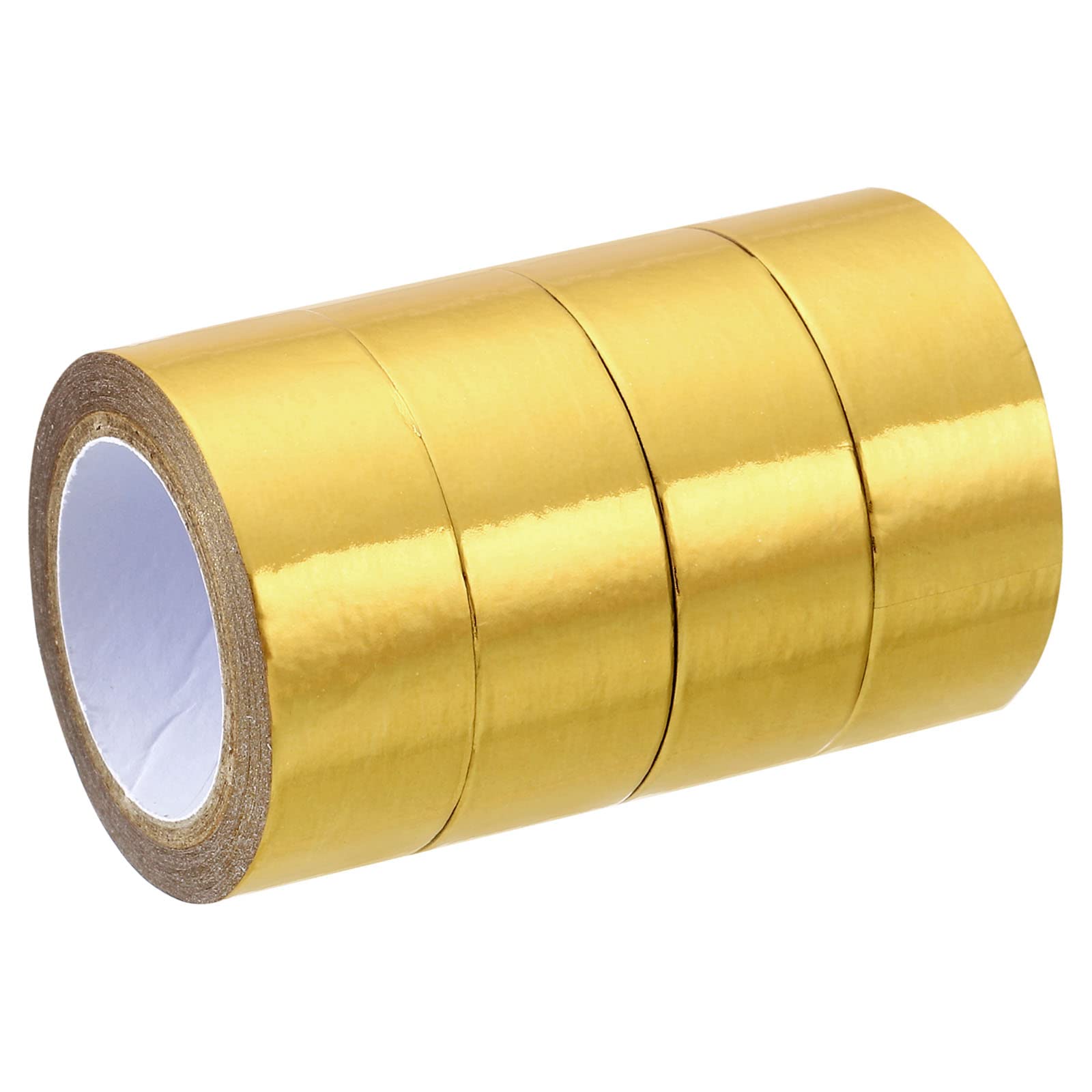 PATIKIL Metallic Washi Tape 15mm x 5m, 4 Pack Art Paper Mirror Masking Foil Sticker Self-Adhesive for DIY Art Craft Wrapping Wedding Decoration, Gold Tone